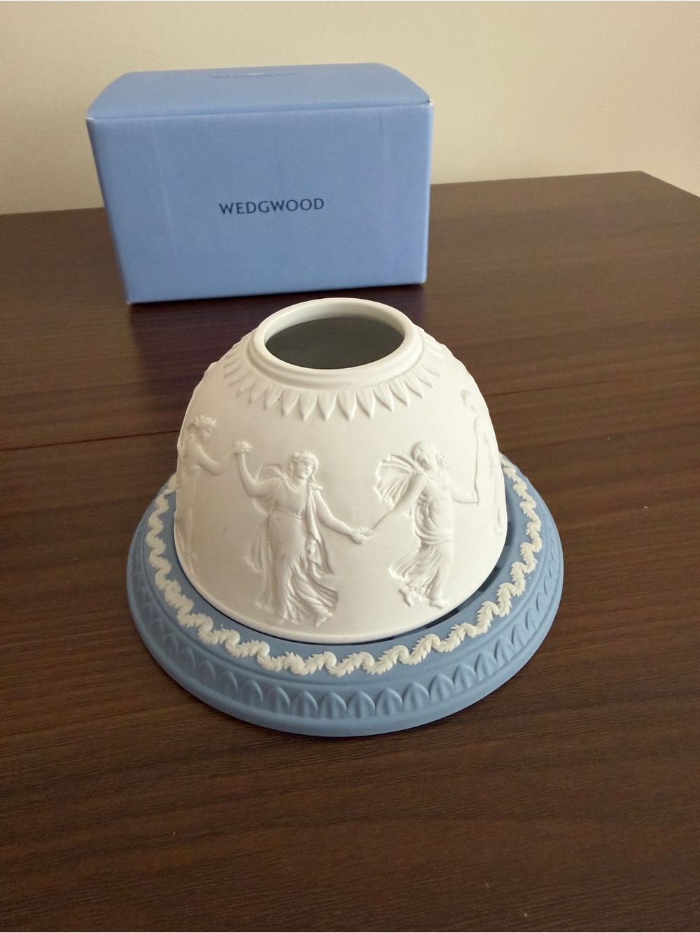 Wedgwood Blue and White Jasperware Dancing Hours candle holder